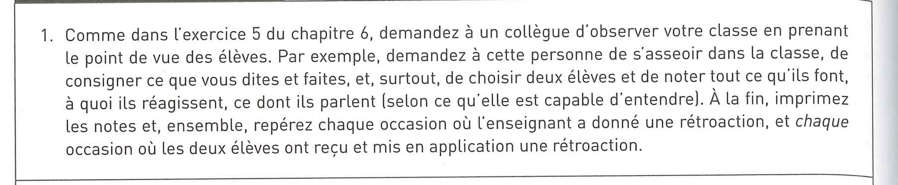 Chapitre 7 (déroulement de la leçon, rétroaction), exercice 1