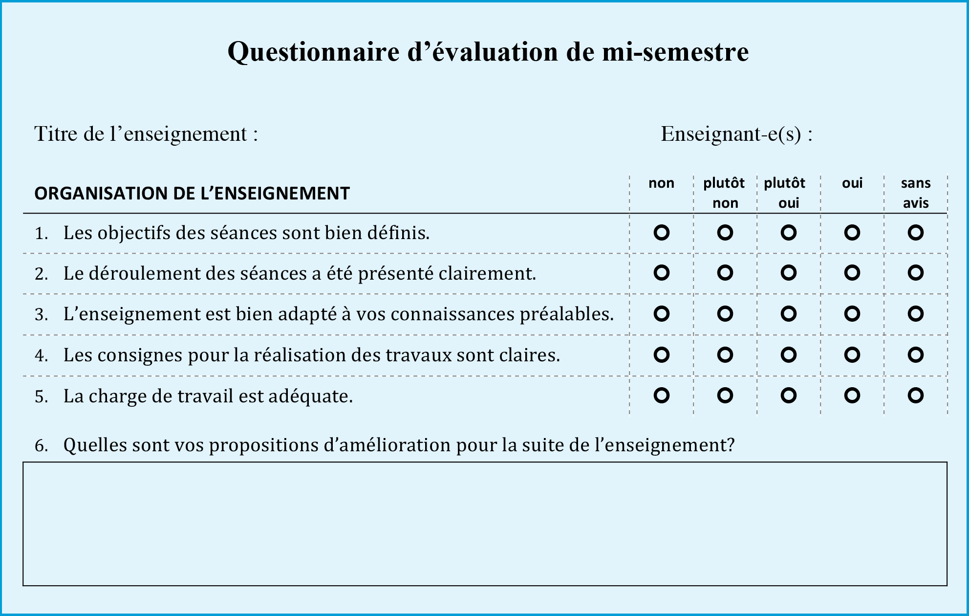 UNIL: Questionnaire de mi-semestre